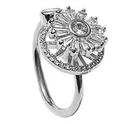 HVRFJXI Sunflower Relieving Stress Rotatable Band Zirconia Ease Spinner Adjustable Rings