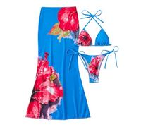 HVRFJXI Three Piece Design Swimsuit Breathable Polyester Texture Separate Top Bottom Tight Quick Drying for Beach Vacation Comfortable Women Swimwear