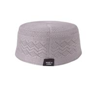 HVRFJXI Traditional Muslims Prayer Hat Breathable Kufi Hat with Hollowout Pattern for Cultural Event and Religious Gathering Cotton Prayer Gray