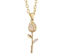 HVRFJXI Tulips Pendant Necklace Gold Crystals Floral Jewelry Statement Pieces for Women Romance Wedding Accessory