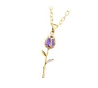 HVRFJXI Tulips Pendant Necklace Gold Crystals Floral Jewelry Statement Pieces for Women Romance Wedding Accessory
