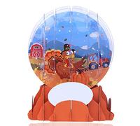 HVRFJXI Turkey Pattern Festive Card With Envelopes Thanksgiving Day Greeting Card 3D Crystal-Ball Message Card Ornament