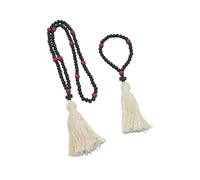 HVRFJXI Wood Rosary Bead Crosses Necklace Bracelets Jewelry Set Rosary Prayer Charm Beaded Tassels Necklace Crosses Bracelets Wood Prayer Bead