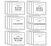 HVSWLY 24PCS Bathroom Labels for Soap Dispenser, Bottle Labels for Hand Soap Mouthwash Shampoo Conditioner and Body Wash, DIY Blank Waterproof Labels for Glass or Plastic Bottles (White)