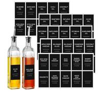 HVSWLY 50 Oil and Vinegar Labels for Bottles,Preprinted Condiments Label Stickers for Organizing Oil Dispenser Bottles, Black Matte Minimalist Oil Jar Labels