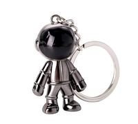 HVSWLY Metal Astronaut Pendant key Chain, Spaceman Robot Astronaut Car Keychain Ring, Black, S