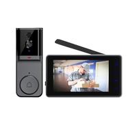 HVSYVVSRL Wireless Waterproof Video Doorbell 4.3-inch IPS Screen Infrared Night Vision Family Apartment 2.4G Camera Two Way Audio(2C-M16A 128G Card)