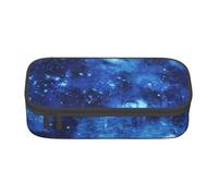 HVTTIOR Blue Universe Space Galaxy Print Essential Large Capacity Pencil Case 8.3 x 2 x 3.7 Inches Functional Bag for Women