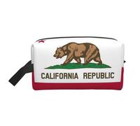 HVTTIOR California State Flag Print Toiletries Makeup and Daily Essentials Large Capacity Zippered Storage Travel Bag, White, One Size