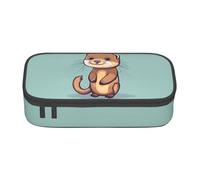 HVTTIOR Cartoon Cute Otters Print Essential Large Capacity Pencil Case 8.3 x 2 x 3.7 Inches Functional Bag for Women