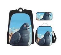 HVTTIOR Cartoon Pigeon Print Travel Bag Stylish Adjustable Shoulder Strap Fashion Backpack Lunch Bag Pencil Case
