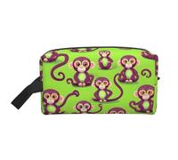 HVTTIOR Green Clever Monkey Print Toiletries for Makeup and Everyday Essentials, Large Capacity Travel Bag, White, One Size