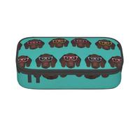 HVTTIOR Large Capacity Pencil Case with German Shorthair Pointer in Glasses, 8.3 x 2 x 3.7 inches, Functional Pouch for Women