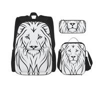 HVTTIOR Lion Head Outl Print Travel Bag Stylish Adjustable Shoulder Strap Fashion Backpack Lunch Bag Pencil Case