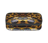 HVTTIOR Yellow Snake Print Essential Large Capacity Pencil Case 8.3 x 2 x 3.7 Inches Functional Bag for Women