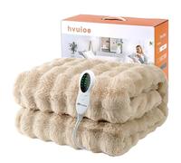 hvuioe Heated Throw, 180 x 150cm, Large Heated Blanket Throw, Plush Soft Electric Throw Blanket, Fast Heat Up, Auto Shut Off, Overheat Protection, Machine Washable, buff