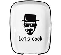 Hvukeke Ceramic Spoon Rest for Kitchen Stove Top Counter, Funny Let's Cook White Spoon Holders for Chef, Modern Farmhouse Kitchen Cute Decor