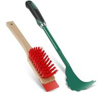 Hvxrjkn Mower Deck Scraper with Ergonomic Long Handle Lawn Mower Deck Cleaner Tool with Stiff Bristle Brush Sturdy Lawn Mower Maintenance Deck Scraper Cleaning Tool for Gardening(Green+red)