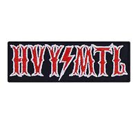 HVY MTL - Embroidered Iron on Patches for Heavy Metal Band Fans, Rock Music Fans, Rockers | Funny Sew on or Iron on Applique Patches Badge Sticker for All Fabrics | 90X30 mm