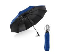 HW CASA Windproof Folding Umbrella with 10 Bones, Automatic Closing Opening, Silver Ion Coating UPF 50+,110 cm Large Umbrella, Compact Automatic Umbrella, Suitable for Men and Women, blue, Upgrade