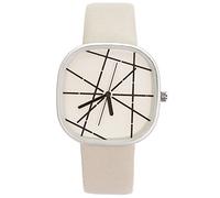 HW MART Nafisa Women's Wheat Color Lines Patterned Square Dial Wheat Color Leather Strap Quartz Wrist Watch NA-0061