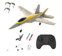 HW41 F-18 Remote Control Fighter Jet RC Plane, 2.4GHz 2-Channel Fixed-Wing EPP Foam Glider with LED Lights, Dual 716 Motors, 6-Axis Gyro for Hobbyists (Yellow / 3 Battery)
