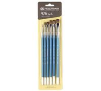 HWAHONG 926 Series, Soft Flat Brush Set by Design, 6 Pieces Including Filbert and Flat, for Watercolor, Oil and Acrylic Painting, Blue