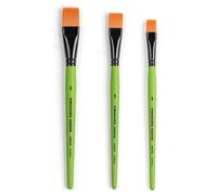 Hwahong Junior Green Synthetic Fiber Flat Brush Set - Sizes 4, 5, 6 | Perfect for Kids & Beginners