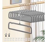 HWAJAN 14 Inch Velvet Non-Slip Pants Hangers,Space Saving,Grey,30 Pack