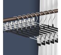HWAJAN Pants Hangers with Clips 10 Pack 16Inch Adjustable Skirt Hanger for Women Non-Slip Trousers Hanger for Jeans Clothes Hangers for Pants Heavy Duty Space Saving Shorts Hangers,Black