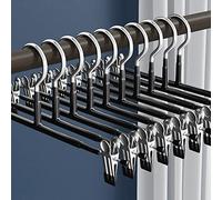HWAJAN Pants Hangers with Clips 100 Pack Adjustable Skirt Hangers for Women Non-Slip Trousers Hanger for Jeans Clothes Hangers for Pants Heavy Duty Space Saving Shorts Hangers,Black,12Inch