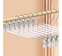 HWAJAN Pants Hangers with Clips for Women 20 Pack 16Inch Adjustable Heavy Duty Space Saving Skirt Hangers Non-Slip Trousers, Jeans Clothes,Shorts White