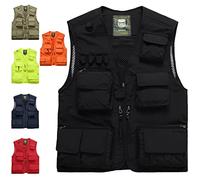 Hwalleum Men's Casual Outdoor Vest, Mens Summer Multifunctional Lightweight Breathable Quick Dry Multi Pocket Gilets Waistcoat Ideal for Fishing Photography Working Hunting Hiking Camping Safari