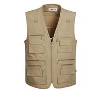 Hwalleum Mens Outdoor Casual Vest, Men's Summer Lightweight Multi-pockets Vest Men Breathable Quick Dry Multifunctional Plus Size Outdoor Gilets for Work Traveling Fishing Hunting Photography Camping