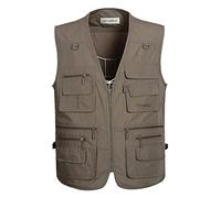 Hwalleum Mens Outdoor Casual Vest, Men's Summer Lightweight Multi-pockets Vest Men Breathable Quick Dry Multifunctional Plus Size Outdoor Gilets for Work Traveling Fishing Hunting Photography Camping