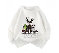 HWBACLSFA Boys' Sweatshirt, Round-Neck Cotton Printed Children's Sweatshirt, the Latest Trendy Sweatshirt for Primary School Pupils,White,160cm