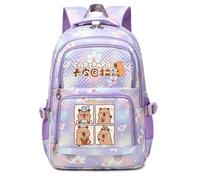 HWBACLSFA Children's cartoon-print school bag, a spacious trendy rucksack for primary school pupils,lightweight and stylish,Purple3