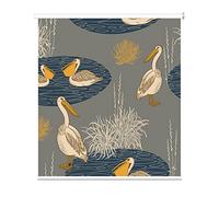HWBB Grey Waterproof Roller Shades with Nature Birds Pattern, 100% Blackout Small Window Shades Blinds, for Bedroom Living Room Nursery (Size : 60cmx140cm/23.4inx55in)