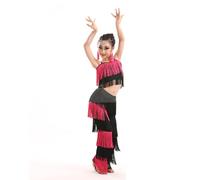 HWBZSZY 2 Piece Kids Fringe Dress Sleeveless Camisole Top + Pants Tassels Dance Outfits for Ballroom Tango Cha Cha Salsa Samba Girls Performance Practice Costume,G,120cm