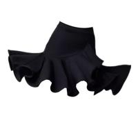 HWBZSZY Kid Latin Ballroom Dance Skirt Samba Chacha Pleated Dancewear Big Swing Lotus Leaf Shape Rave Party Costume Dancing Performance Practice Short Skirt,Black,140