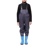 HWBZSZY Kids Outdoor Chest Waders, Adjustable Shoulder Strap Fishing Pants Hunting Boots Lightweight Waterproof Nylon/PVC Waders for Sports Garden Beach Overall Wader Pants,Blue,36 EU