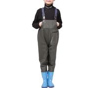 HWBZSZY Kids Outdoor Chest Waders, Adjustable Shoulder Strap Fishing Pants Hunting Boots Lightweight Waterproof Nylon/PVC Waders for Sports Garden Beach Overall Wader Pants,Green 1,25 EU