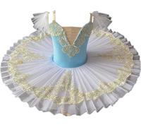 HWBZSZY Kids Ruffled Sleeves Tutu Leotard Dance Ballet Dress Floral Embroidery Backless One Piece Ballerina Dancing Skating Gymnastics Girls Dancewear Practice Costume,Blue,100