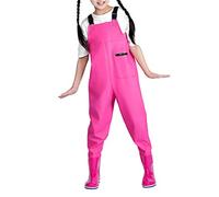 HWBZSZY Outdoor Fishing Hunting Kids Wader Pants, Lightweight And Breathable Hip Waders with Adjustable Shoulder Strap, Waterproof Nylon/PVC Fishing Pants for Boys And Girls,Pink,35 EU