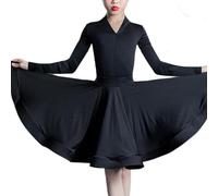 HWBZSZY Pleated Standard Latin Dance Dress for Girls - Children V-neck Ballroom Performance Practice Outfit Salsa Rumba Cha Cha Samba Tango Competition Top Skirt