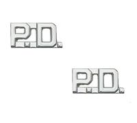 Hwc P.D. Police Department Officer Collar Brass Insignia Pins Nickel 1/2" (Pair)