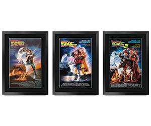 HWC Trading A3 FR Back to the Future Complete Collection Movie Poster Cast Signed Gift Framed Printed Autograph Christopher Lloyd Michael J Fox Gifts Print Photo Picture Display