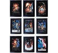 HWC Trading A3 FR Complete Saga Movie Poster Collection Cast Signed Gift Framed Printed Ford Hamill Fisher Portman Ridley McGregor Gifts Print Photo Picture Display