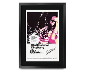 HWC Trading A3 FR Dirty Harry Movie Poster Clint Eastwood Signed Gift FRAMED A3 Printed Autograph Film Gifts Print Photo Picture Display
