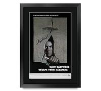 HWC Trading A3 FR Escape From Alcatrez Movie Poster Clint Eastwood Signed Gift FRAMED A3 Printed Autograph Film Gifts Print Photo Picture Display